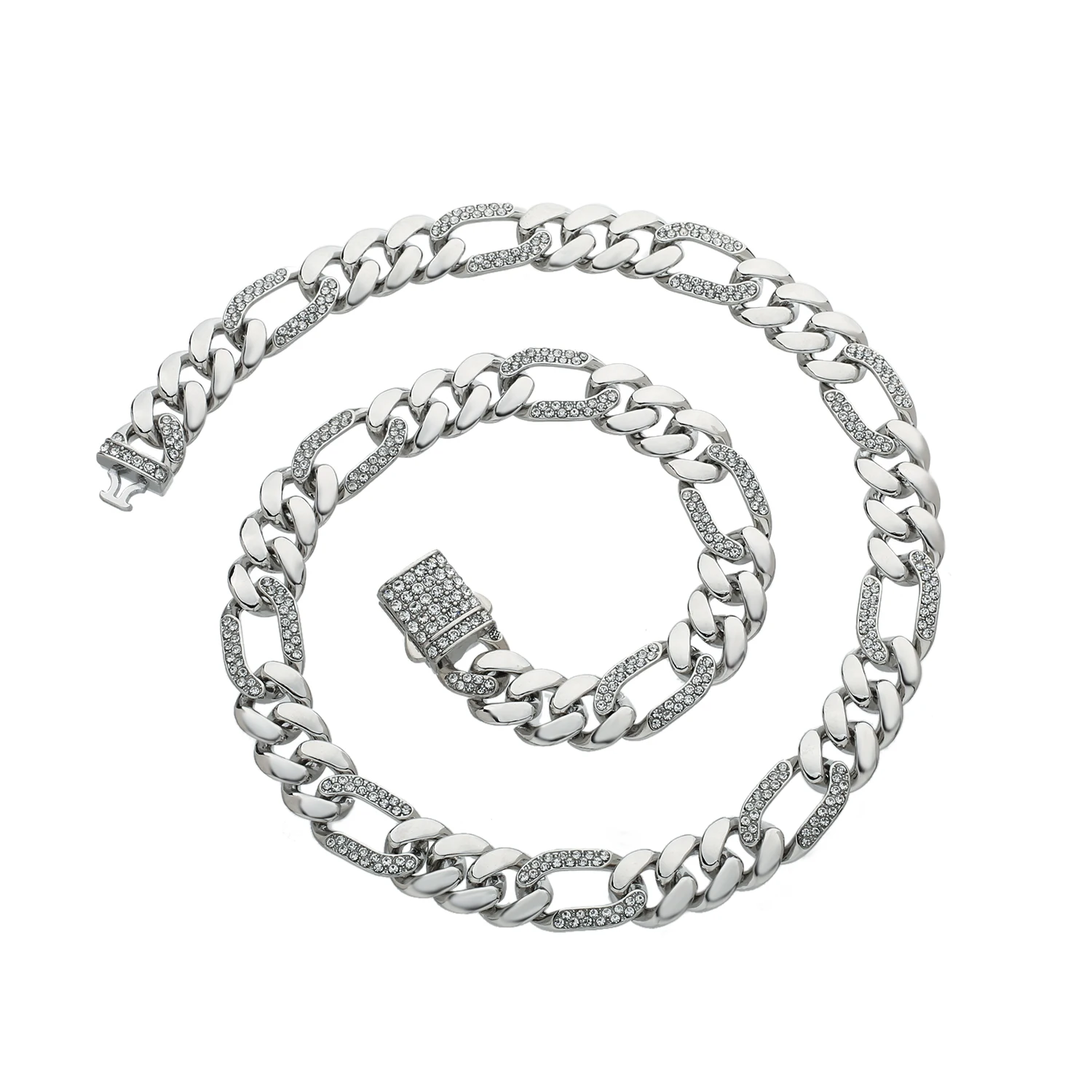 Hip Hop 14k Gold Plated Stainless Steel Jewelry Iced Cadena Hombre Miami Cuban Chain Men's Necklace