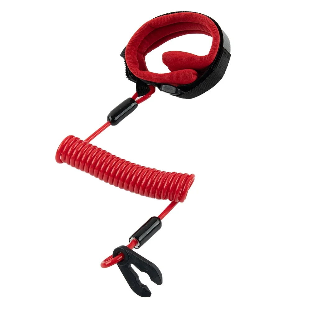 1pc Floating Wrist Lanyard For Kawasaki Jet Ski Durable PU Cord With Aluminum Alloy Buckle motorboat engine stop lanyard