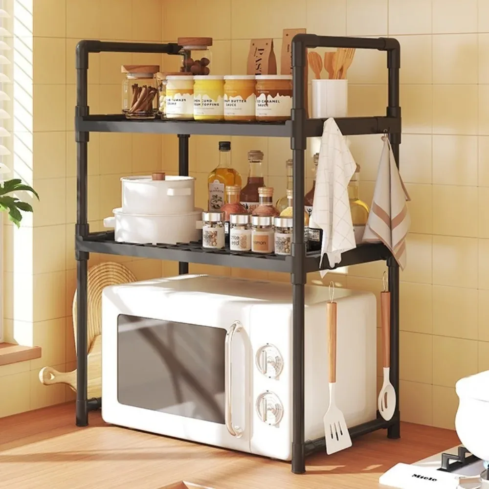 Over Microwave Shelf Countertop Organizing Rack Heavy Duty Kitchen Utensils Tableware Storage Hooks Household accessory