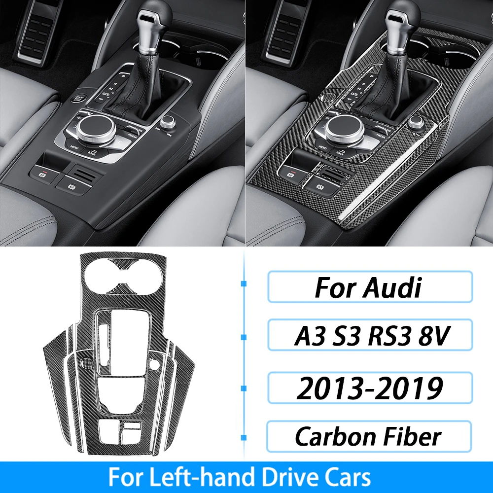 Decorazioni Auto In Fibra Di Carbonio Per Audi A3 8V E S3 (2014-2020) - Strisce Copri Graffi Per Consolle Centrale E Pannello Cambio, Colore Nero/B