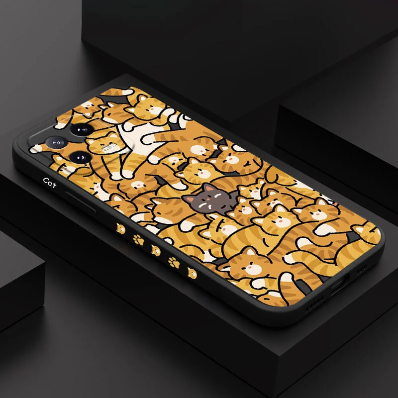 Custodia Per Telefono Orange Cats Per Xiaomi Mi 14 13 13T 12 12X 12T 12S 11 11T Ultra 10 10T 9 9T 9Se Pro Lite Cover In Silicone Liquido