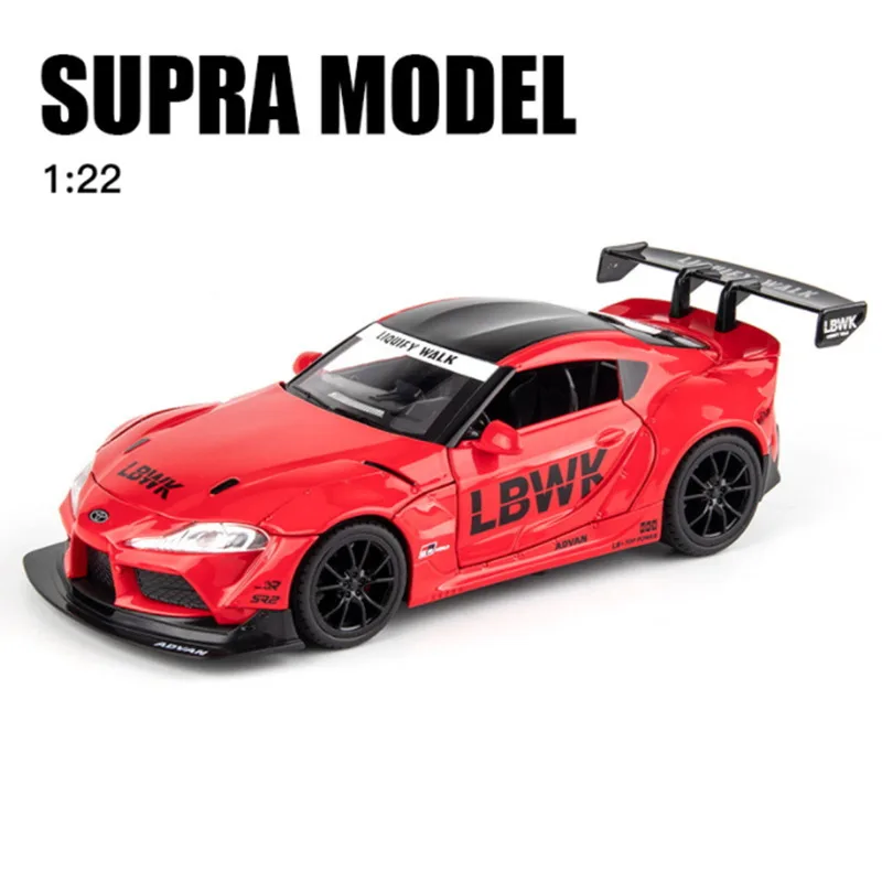 1:22 Toyota SUPRA Track Alloy Sports Car Model Diecasts & Toy Vehicles Metal Model Simulation Sound and Light Childrens Gift barbie camper van Diecasts & Toy Vehicles