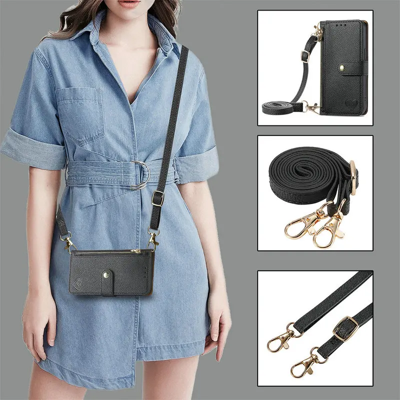 Leather Zipper Wallet Case with Anti-Theft and Magnetic Flip for Honor Magic Series 5G