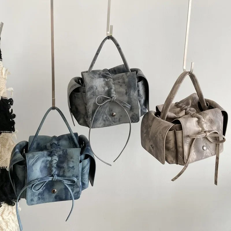 

Нишевый дизайн, осенняя и стильная ретро-сумка в стиле муслина, плиссированная сумка на шнурке, через плечо