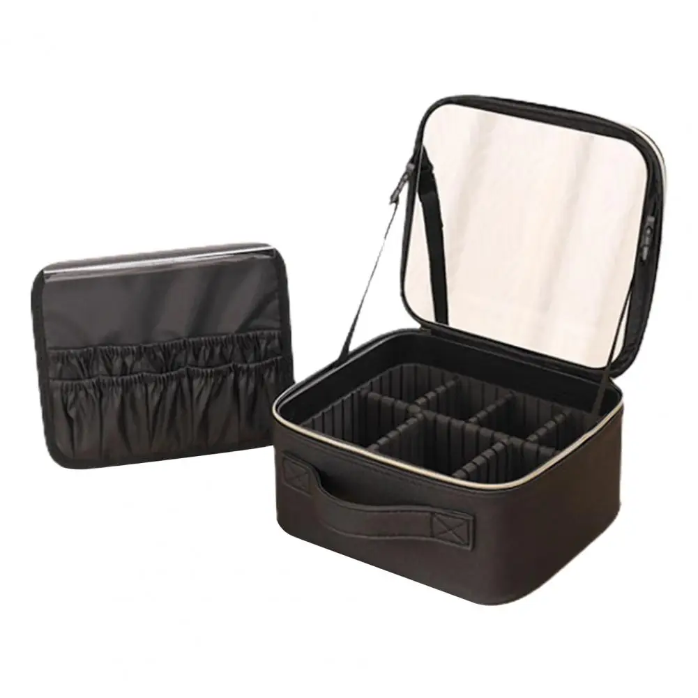 Cosmetic Pouch with Dividers Capacity Cosmetic Bag with Led Mirror Multi Compartments Portable Travel Makeup for Artists 3