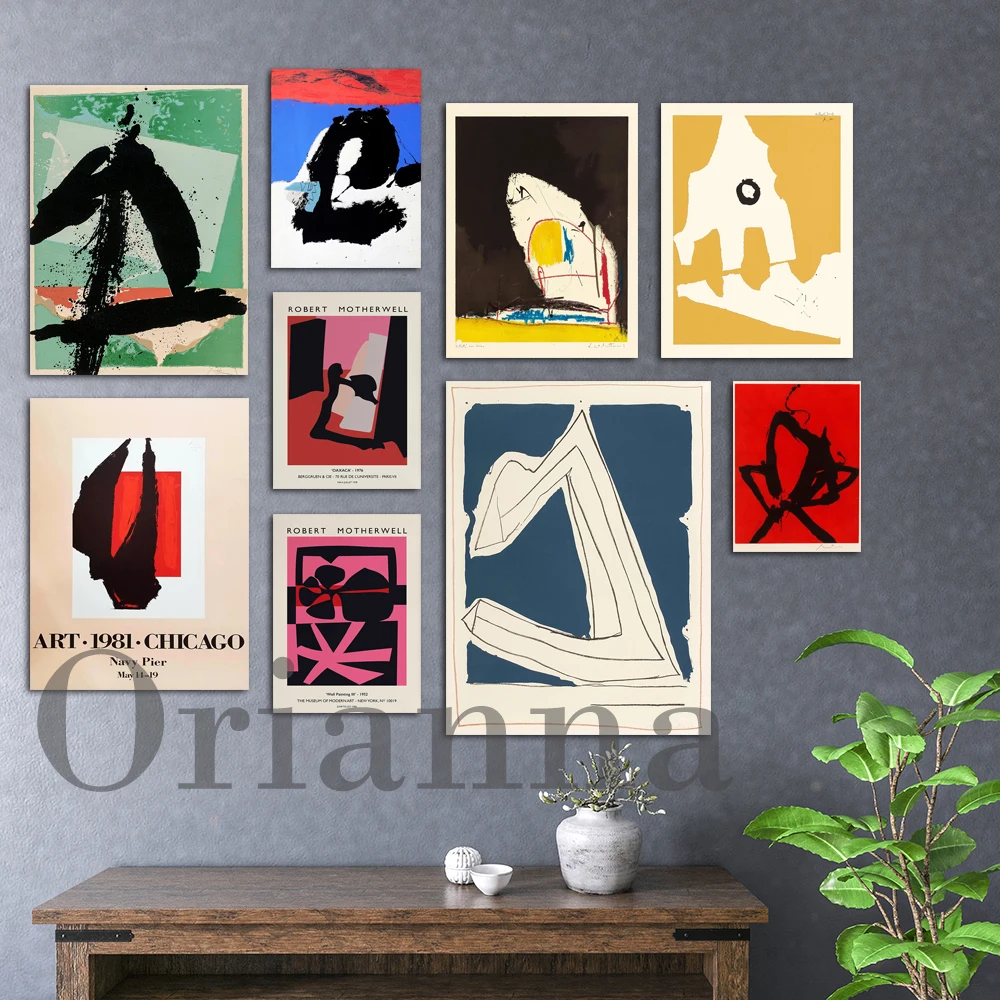 

Minimalist Abstract Art Robert Motherwell Inspired Exhibition Poster, Gallery Print, Modern Wall Art Canvas Painting Home Decor