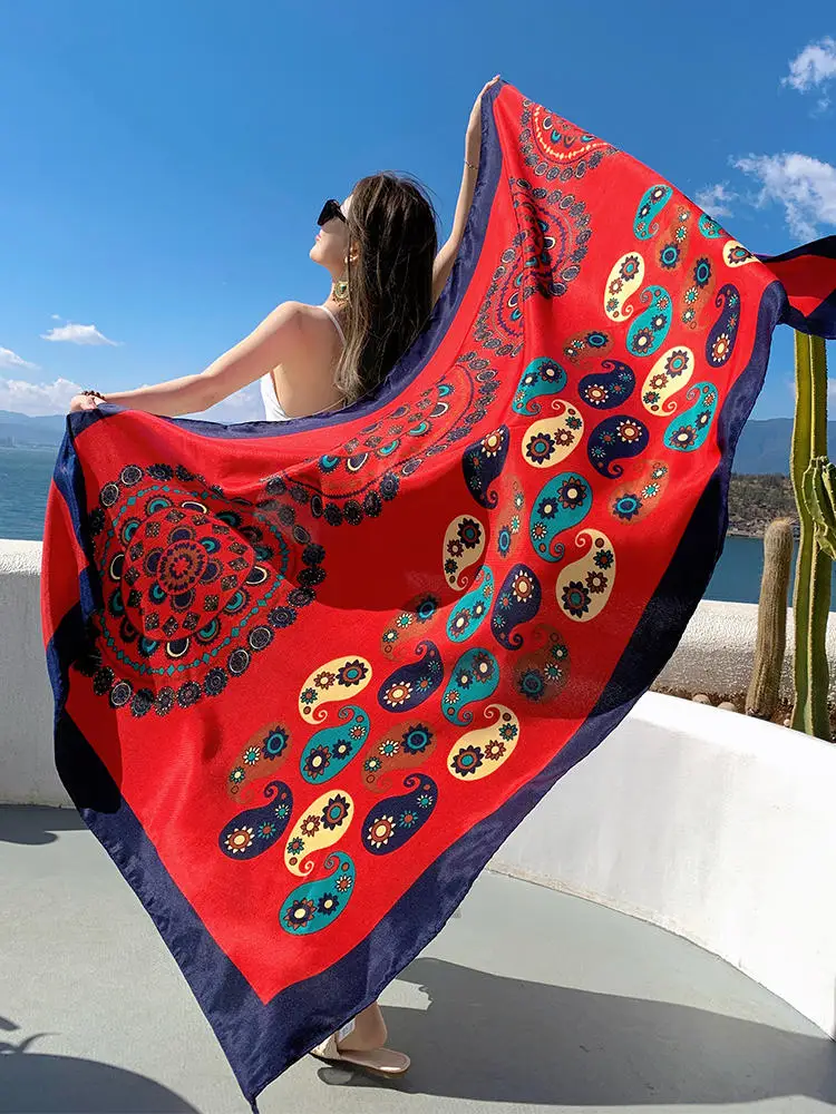 Desert grassland vacation photography windproof scarf ethnic style shawl can be worn as an external scarf
