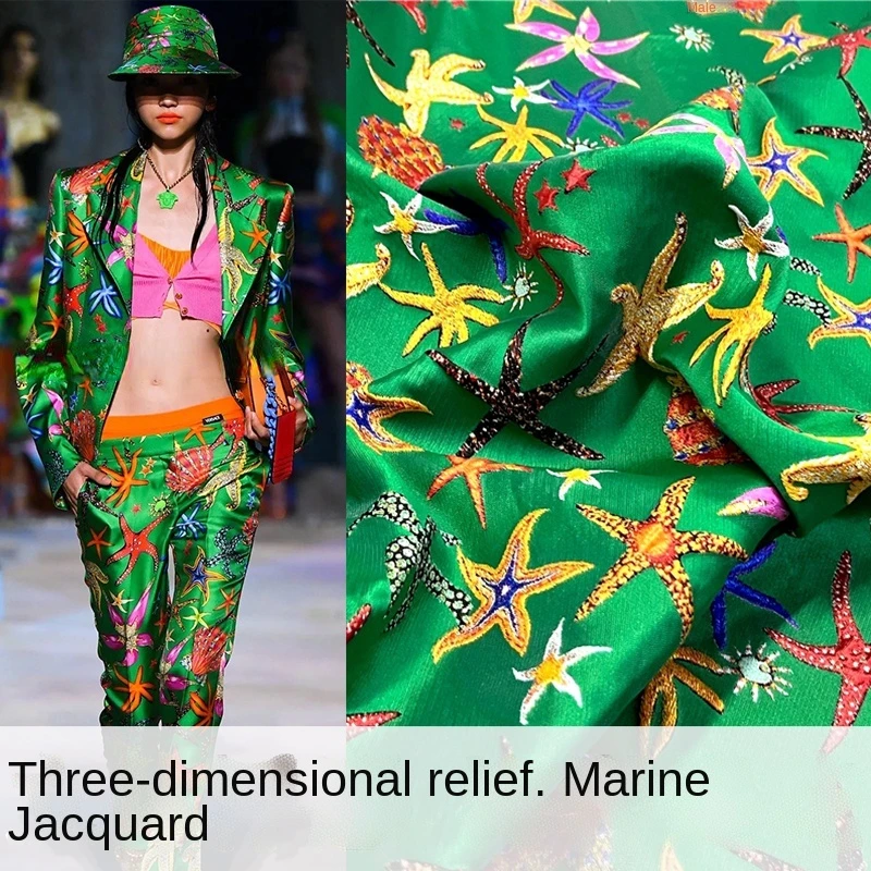 

Starfish Three-dimensional Relief Yarn-dyed Jacquard Dress Suit Jacket Fashion Fabric Sewing Brocade Fabric By The Meter