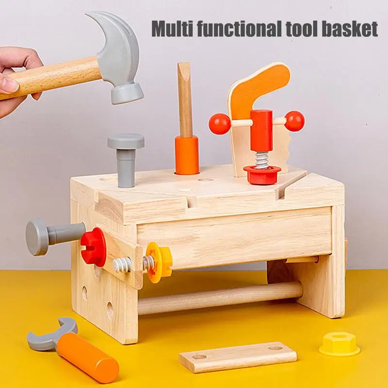 

Tool Set for Kids 16pcs Wooden Toddler Construction Toy with Box Portable Montessori Early Developmental Toys Pretend Play Toys