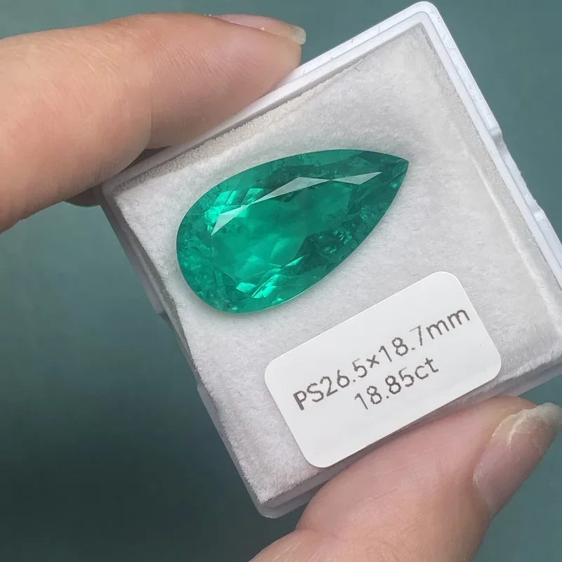 

Ruihe Lab Grown Colombia Emerald with Inclusion Simulate To Natural Stone Pear Cut 18.85ct Hydrothermal Green Jewelry Making