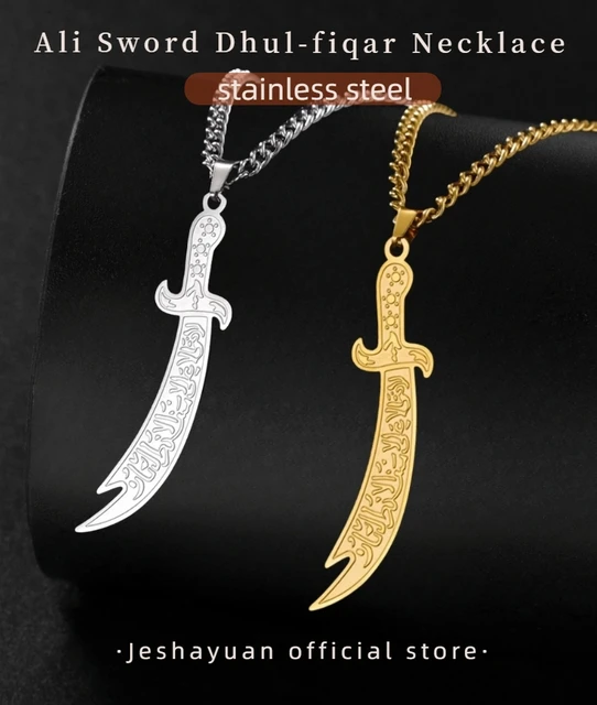 Collana Spada Zulfiqar In Acciaio - Ciondolo Islamico Per Uomini E Donne, Regalo Religioso - Foto 3