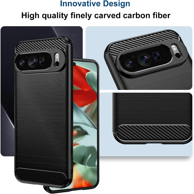 Sleek Carbon Fiber TPU Rubber Shockproof Slim Case with Wireless Charging Support