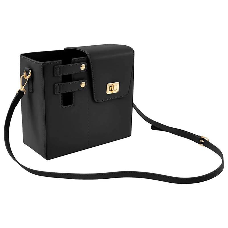 Leather Crossbody Water Cup Storage Bag With Adjustable Shoulder Strap