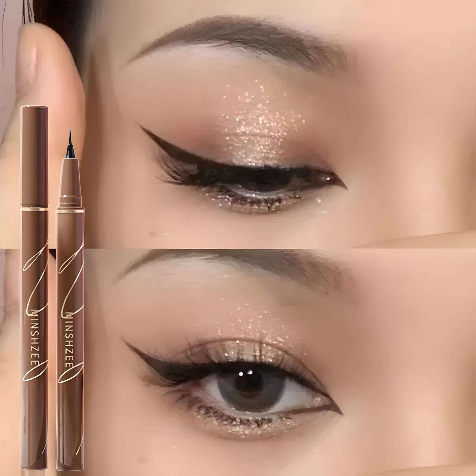 0.01mm Ultra Slender Liquid Eyeliner Pen, Extra Slim Eyebrows Pen Waterproof Professional Sweat Proof Liquid Eye Brow Pencil Lon 2