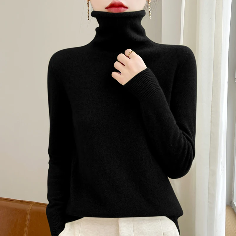 2024 New Autumn/Winter Women's Stacked Collar Cashmere Hoodie Long Sleeve Soft and Warm, Available in Multiple Colors 2