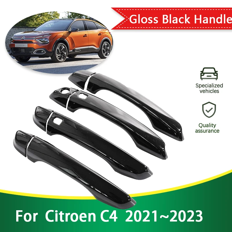 

for Citroen C4 MK3 3 C41 2021 2022 2023 Gloss Black Outer Door Handle Cover Protective Stickers Car Exterior Accessories Gadget