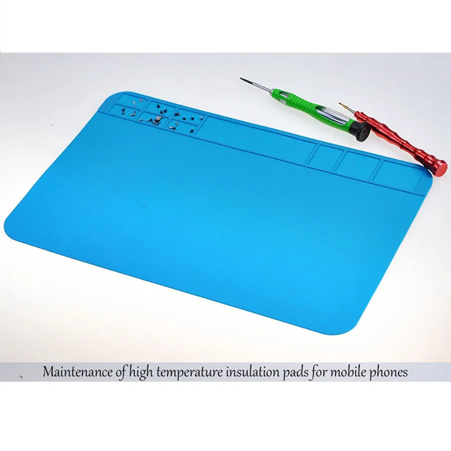 30X20cm Blue Repair Pad Insulation Heat-Resistant Solder Station Silicon Soldering Mat Work Pad Desk for BGA Soldering Station 3