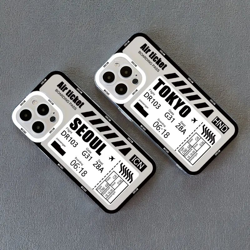 Hot Air Ticket Travel New York London Paris Label Clear Phone Case Per Iphone 14 12 11 13 Pro Max X Xs Xr 14 7 8 Plus Soft Cover