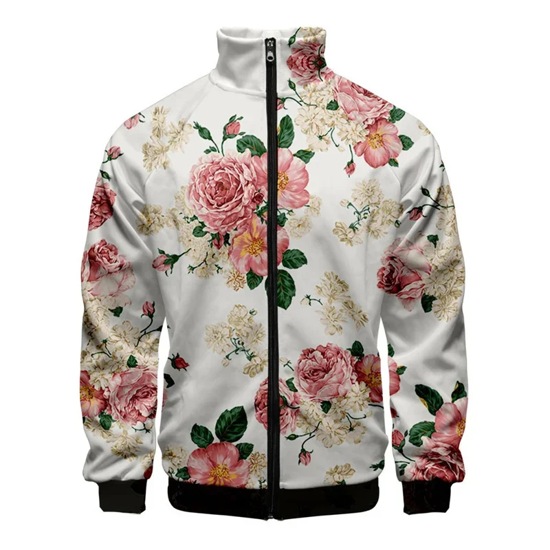 thumbnail image 1 of Chaqueta con estampado 3D de plantas y flores para hombre, abrigo de manga larga con estampado retro, chaquetas con cremallera de gran tamaño y personalidad para mujer, blusas de calle, 1 of 5
