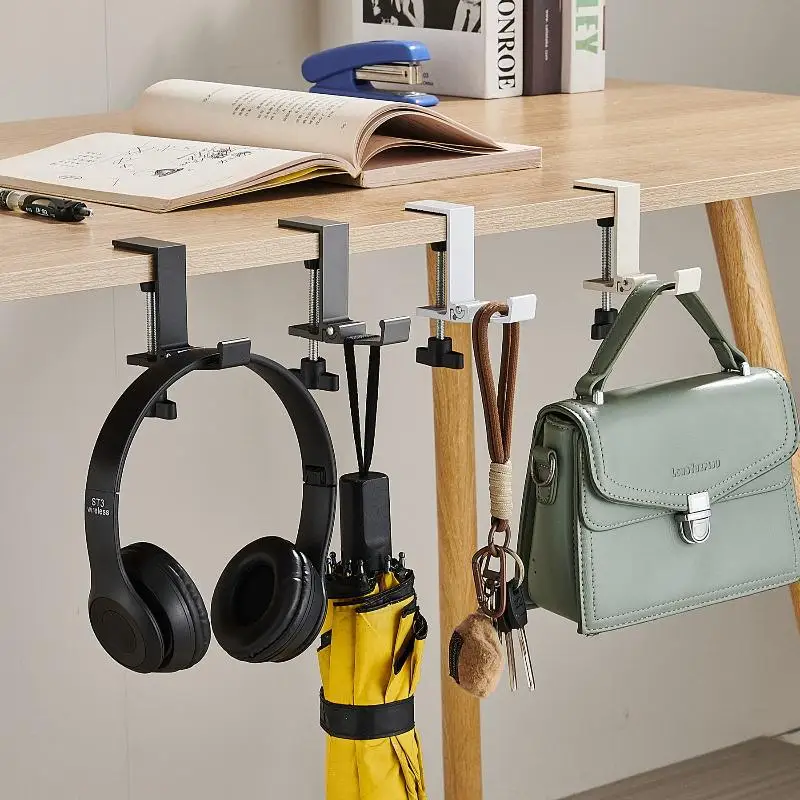 Mehrzweck-Aufhänger mit zwei Haken und Tischkante, freihändige Aufbewahrungstasche zum Aufhängen, verstellbarer Schreibtisch-Organizer – Detail 6