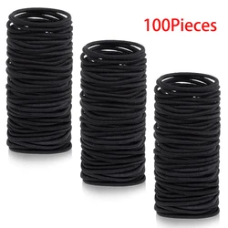 Black Elastic Hair Ties Set - Durable Ponytail Holders and Hair Accessories - One Size (100PCS black)