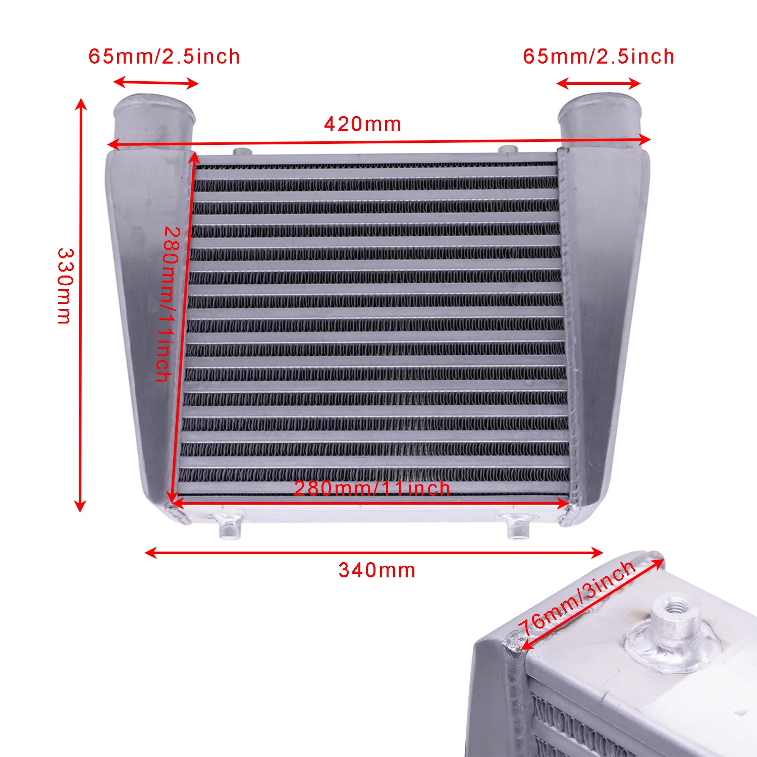 R-EP Intercooler Universal 280x280x76mm Aluminum Cold Air Intake Radiator  2.5inch Inlet 63mm Outlet for Turbo Car - AliExpress