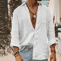 Fashion Shirts For Men 2023 Linen Shirts For Men Ultrathin Casual Button Down Shirts Long Sleeve Beach Shirt Hawaiianss Top