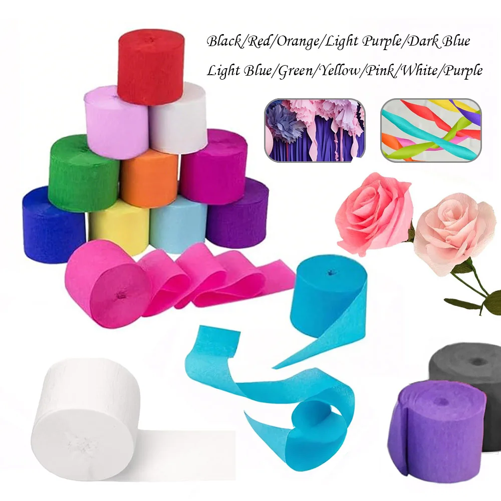 1 قطعة 4.5 سنتيمتر x 25 متر كريب ورقة اللافتات المناديل الورقية لفة زهرة الحرفية صنع حفل زفاف وعيد ميلاد خلفية DIY بها بنفسك الديكور