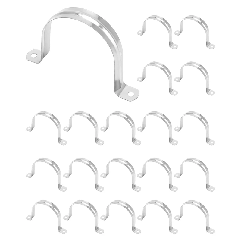 

HOT SALE 3Inch Rigid Pipe Strap Clamp,20 Pack Strap-U Bracket Tube Clip,Heavy Duty Stainless Steel Fastener Holder Two Hole Stra