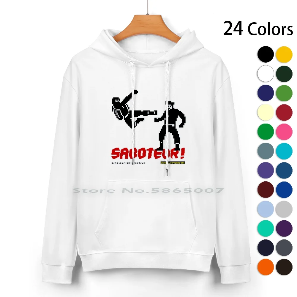 

8-Bit Heroes-Saboteur! Pure Cotton Hoodie Sweater 24 Colors Saboteur Vintage Video Game Retro Gamer Zx Spectrum Spectrum Speccy