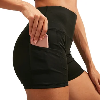 Women Yoga Shorts Stretchy Premium Fabric 2 Pockets Fashionable When Exercising Non See-through High Waist Yoga Shorts 2