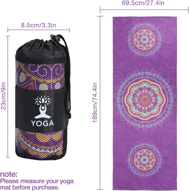 MoKo Yoga Towel Non Slip Hot Yoga Mat Yoga Blanket Printing Pattern Quick Dry with Corner Pocket for Bikram Pilates Gym Workout 4