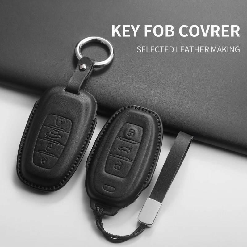 Car Key Case Cover Keyring Leather Accessories For FAW Hongqi E-HS9 H5 H9 Hs5 Eqm5 Hs7 Hq9