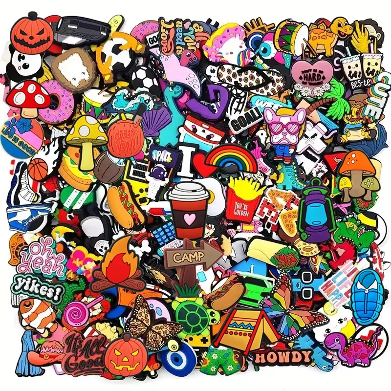 Shoe Charms Set Random Series PVC Shoe Decorations For Clogs Bogg Bag Bubble Slides Sandals Beach Bag 8/30/60/100/200/400pcs shoe charms