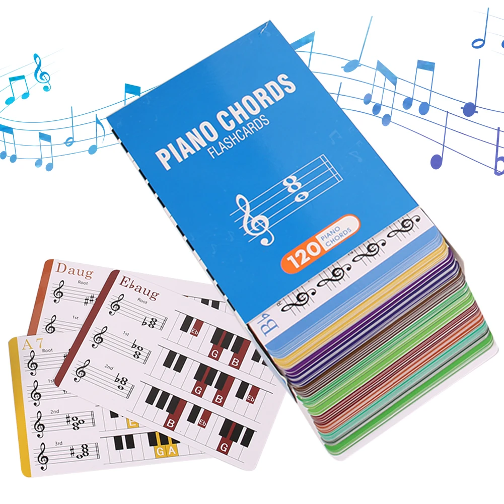 Piano Chord Flash Cards-Flash Cards for 120 Chords with Piano Chords Chart