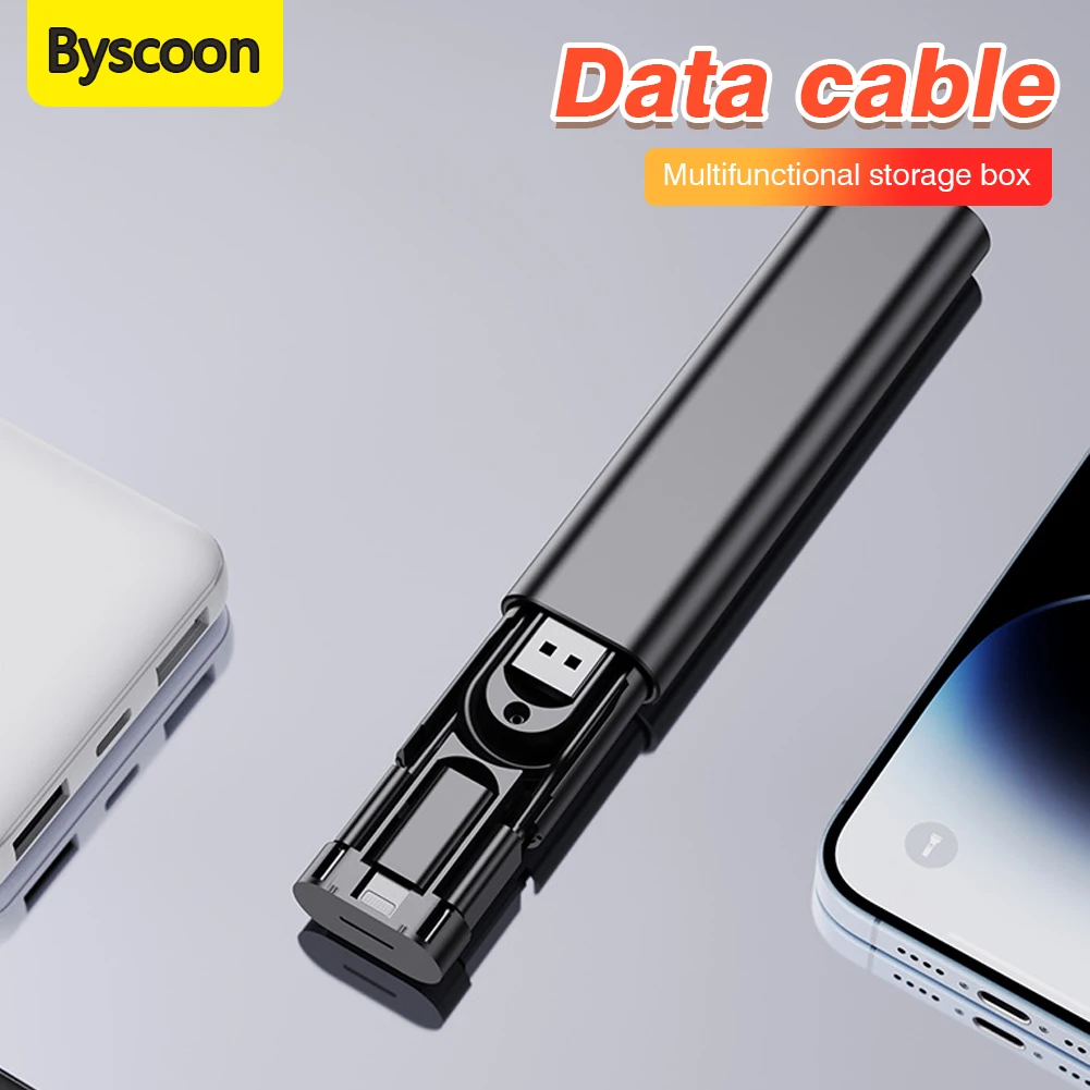 6 In 1 Multifunctional Data Cable Storage Box 60W Dual Type-C Data Cable Storage Box Lightning Android Interface Supporting Use data cable storage box