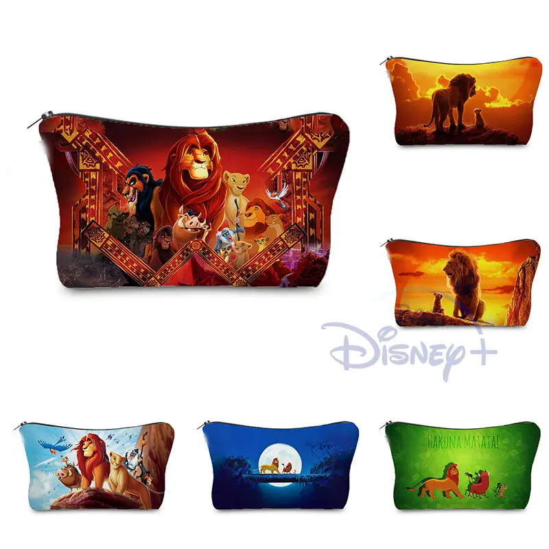 

Disney The Lion King Printing Cosmetic Bags Blue Cute Mini Storage Bag Cartoon Moon Women Makeup Bag Fashion Student Pencil Case