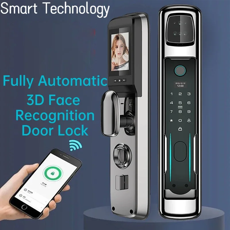 

3D Face Recognition Smart Door Lock Biometric Fingerprint Keyless Entry Security Home Alarm Password Electronic Key Unlock