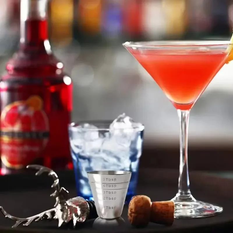 1/2Pcs Stainless Steel Metal Liquid Mixing Drink Measuring Cups With scale Multifunctional Wine Glass for Home Bars & Restauran