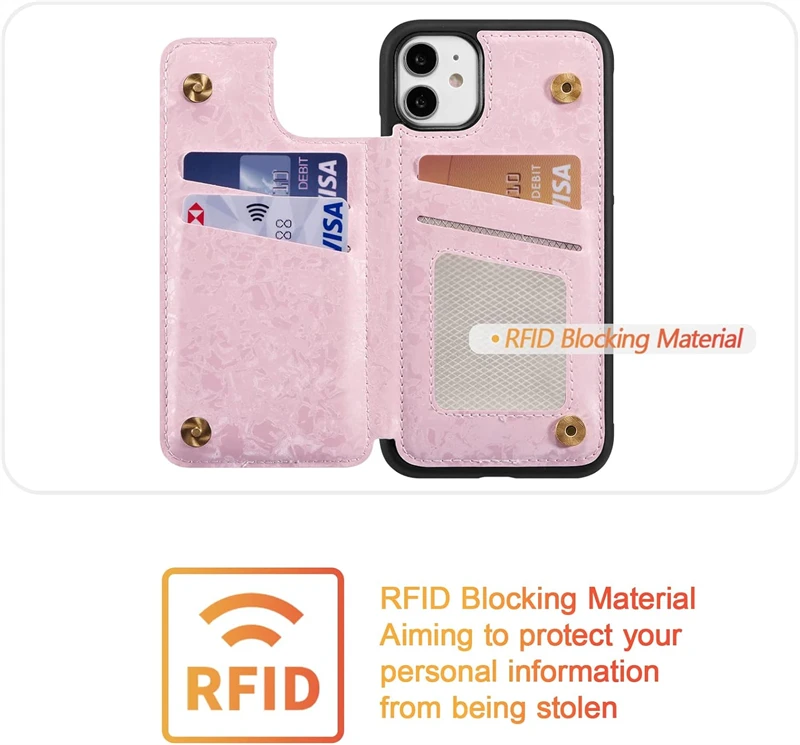 Floral RFID Blocking Leather Wallet Phone Case with Card Holder