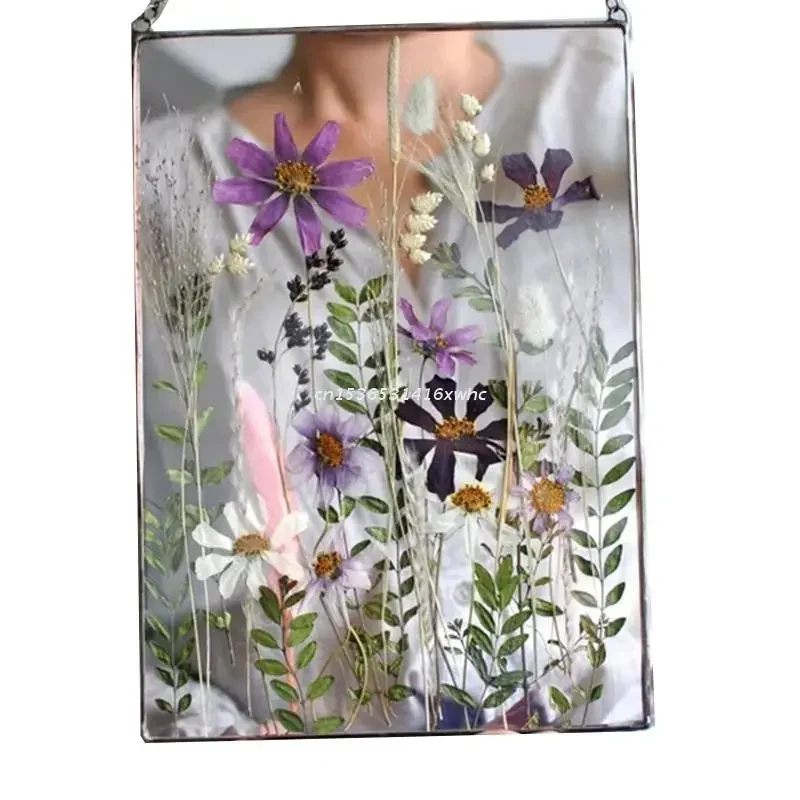 Acrylic Frame Pressed Flowers Hanging Picture Artificial Dried Plants Wall Pendant with Chain Kids Art Photo Display 3