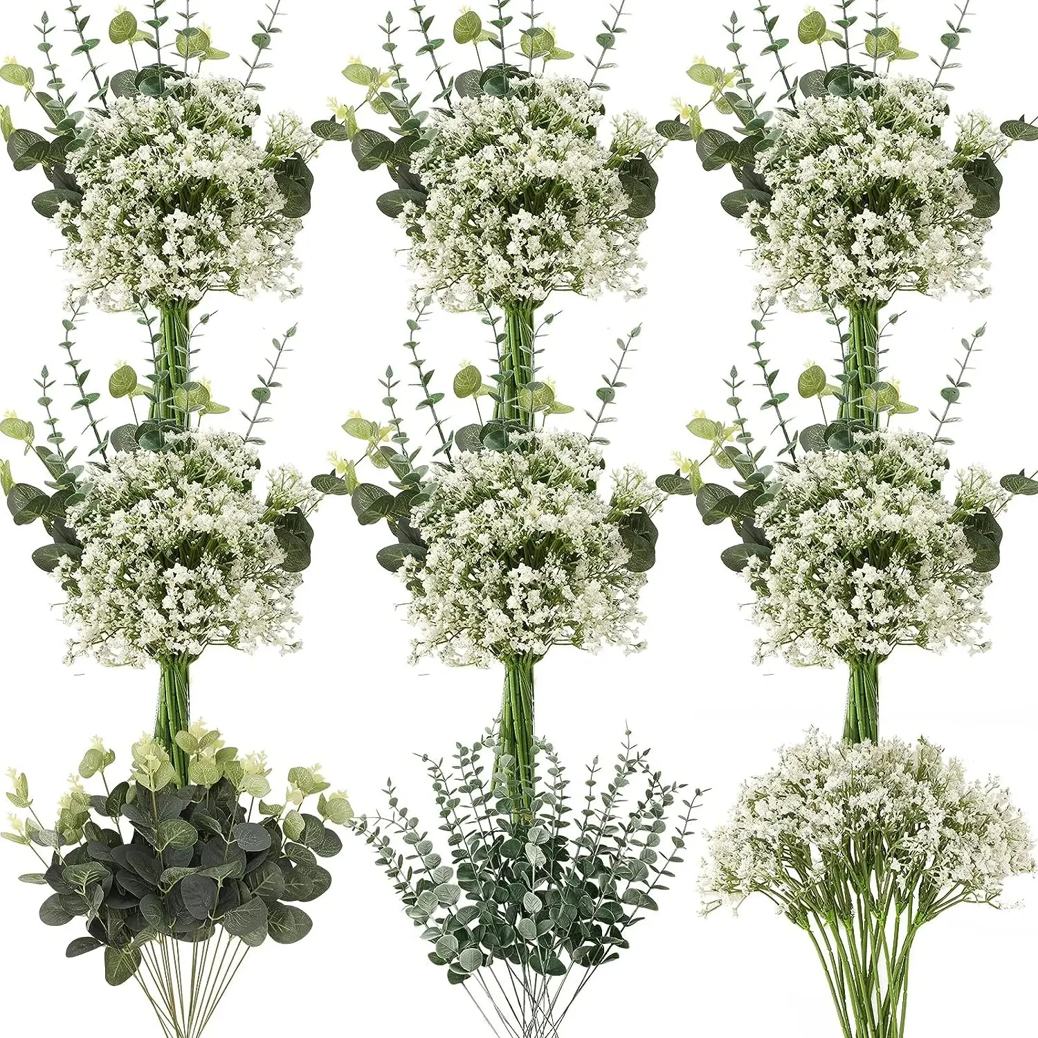 30PCS 3 종류 혼합 가짜 식물 유칼립투스 잎 BabysBreath 크리스마스 ..