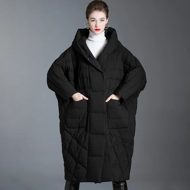 

High quality large size white duck down women's clothing 2024 new loose medium length thickened down jacket for women C22