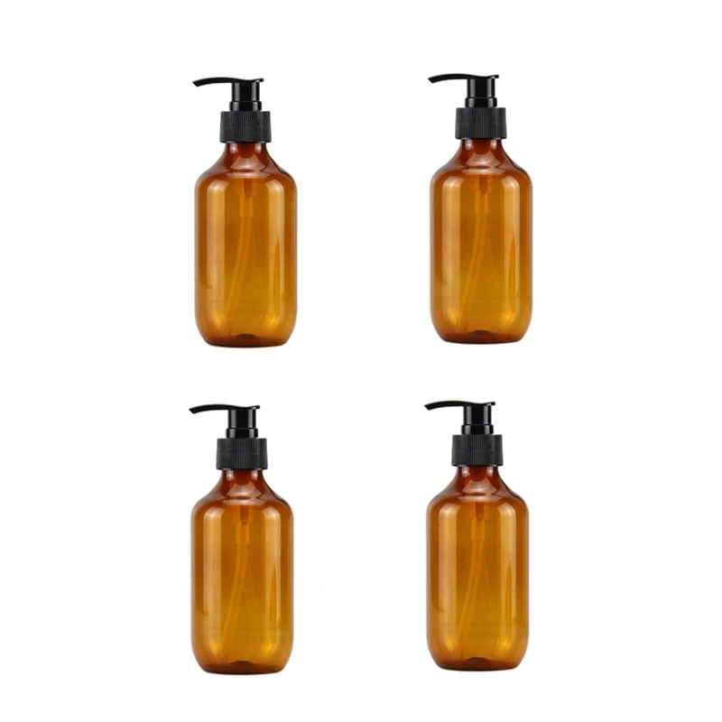 

PET Plastic Transparent Brown Large-Capacity Shower Gel Disinfectant Hand Press Pump Head Cosmetic Bottle