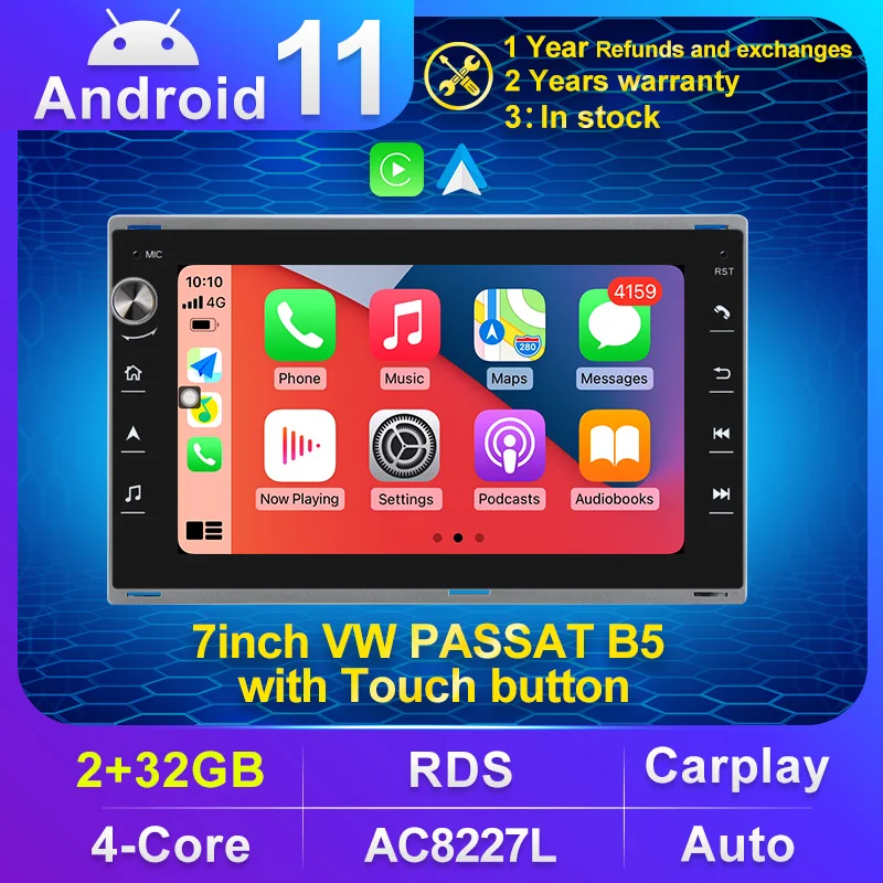 

2Din Android11 Car DVD Radio For Peugeot 307 VW PASSAT B5 JETTA BORA GOLF 4 POLO MK5 MK4 MK3 T5 Multimedia Player GPS Navigation