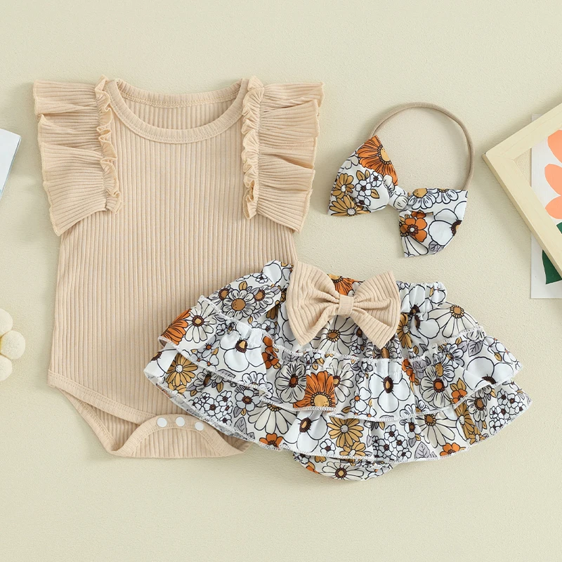 Spring and Summer Arrival Baby Girls Short Sleeves Color Patchwork Cartoon Pattern Rompers