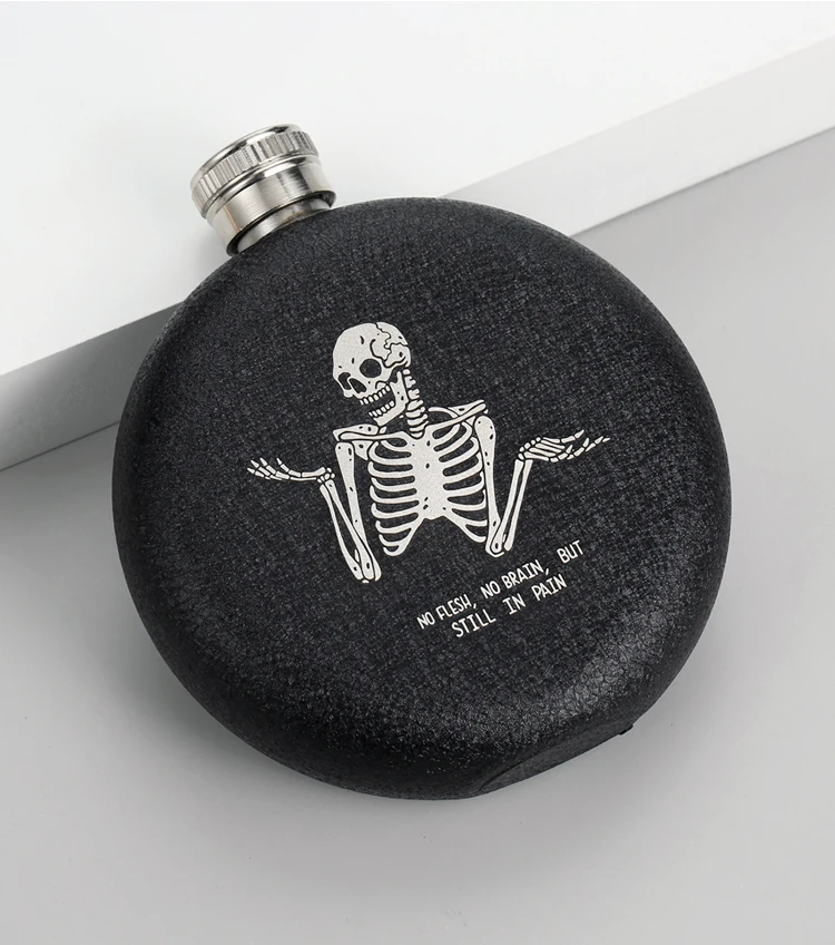 5 UNZEN Matt Matte Schwarz Tragbare Runde Mini Flachmann Edelstahl Metall Wodka Whisky Wein Flasche Flagon Geschenk Mann trichter – Detail 7