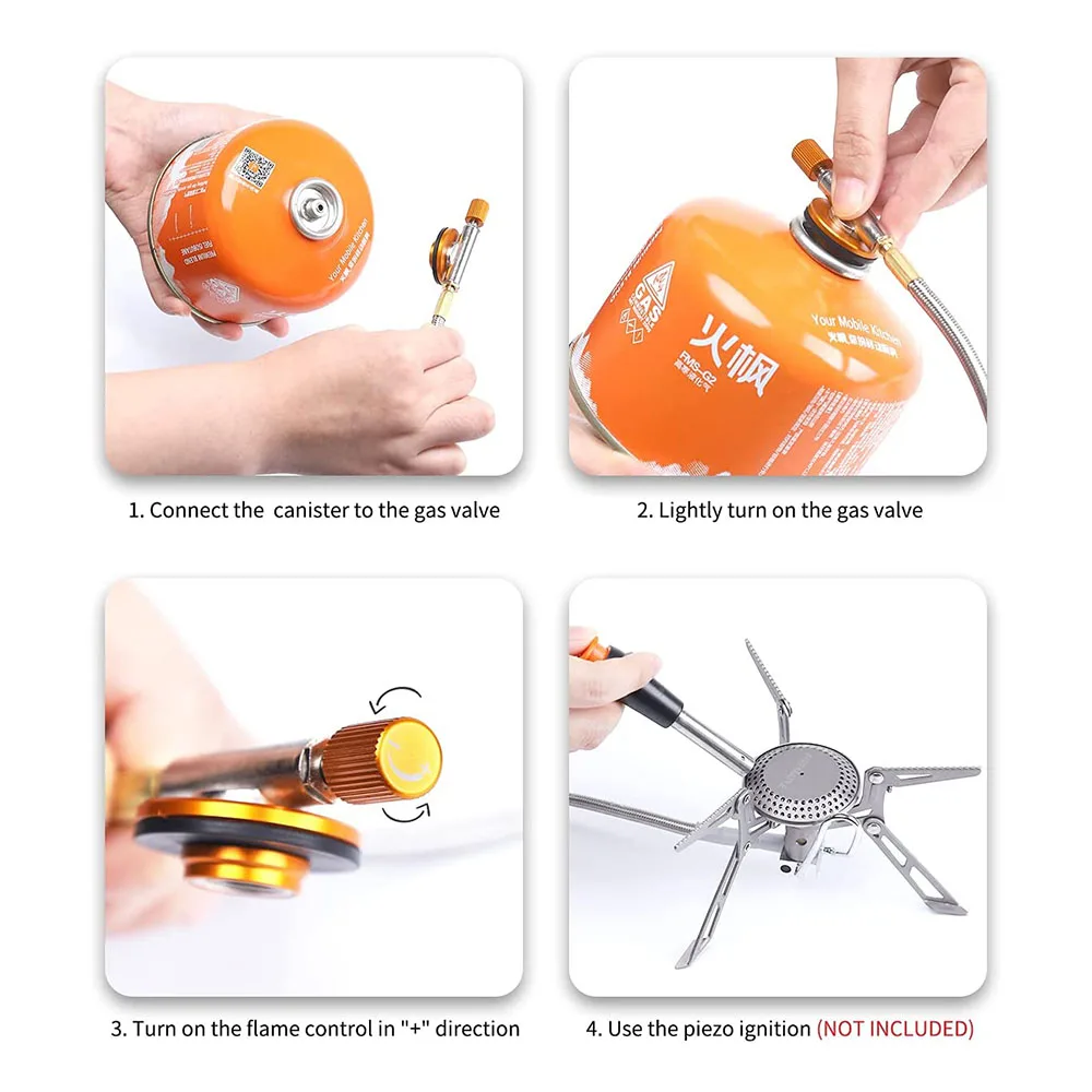 Camping Gas Stove Camping Stove Gas Burner Gas Stove Fire Maple Titanium Blade 2 Gas Burners Ultralight 135g With Pre-heat Tube Outdoor Camping