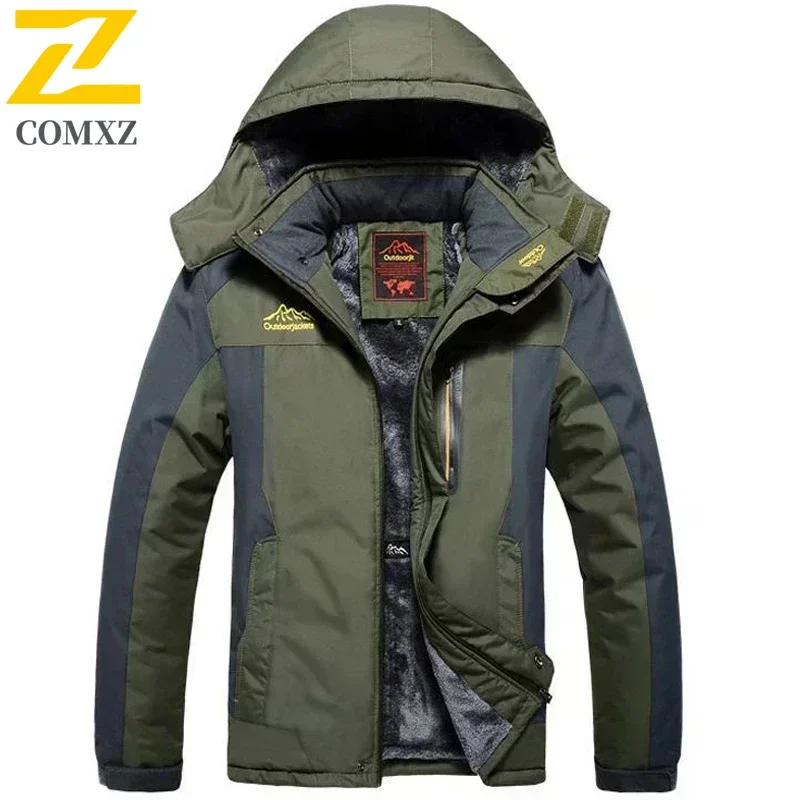 COMXZ Winter Rain Jacket Men Thick Fleece Coldproof Outdoor Adventure Climbing Windbreaker Jacket Big Size High Quality Chaqueta