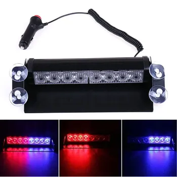 Luci LED Rosse e Blu per Auto, Luce Stroboscopica di Emergenza, Lampade di Segnalazione, Luce Ambientale, Illuminazione Lampeggiante per Parabrezza Auto e Camion, 8 LED